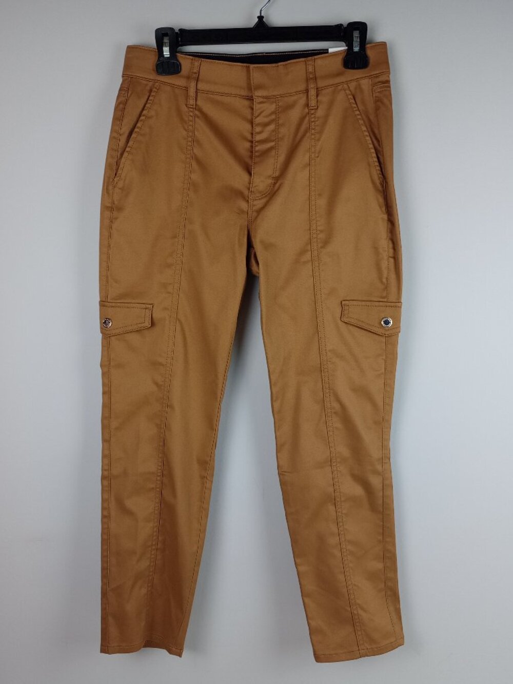 NWT White House Black Market Women 12 Tan High Rise Crop Cargo Pocket Slack Pant